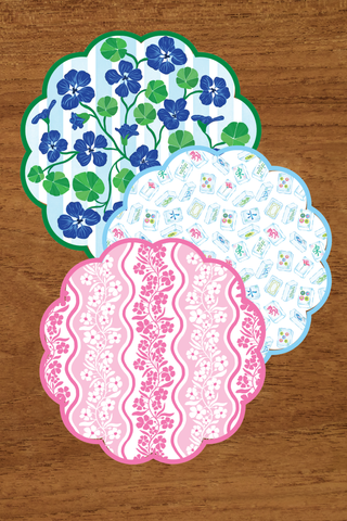 Lucy Grymes Round Scalloped Paper Placemat Set