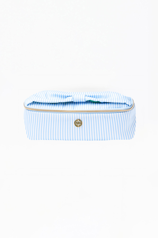 Kiss And Makeup Mini Cosmetic Bag in Blue Stripes by Mary Square