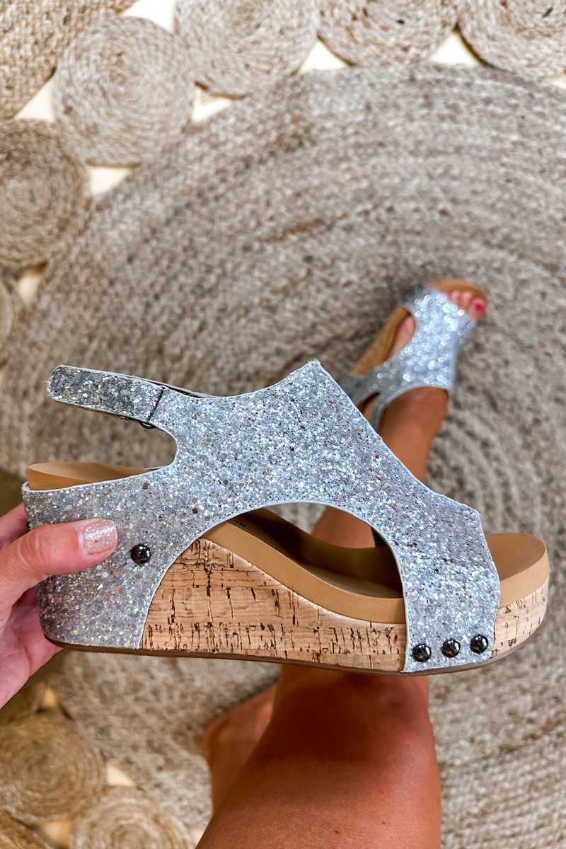 The Carley Silver Glitter Wedge by Corkys Jules & James Boutique