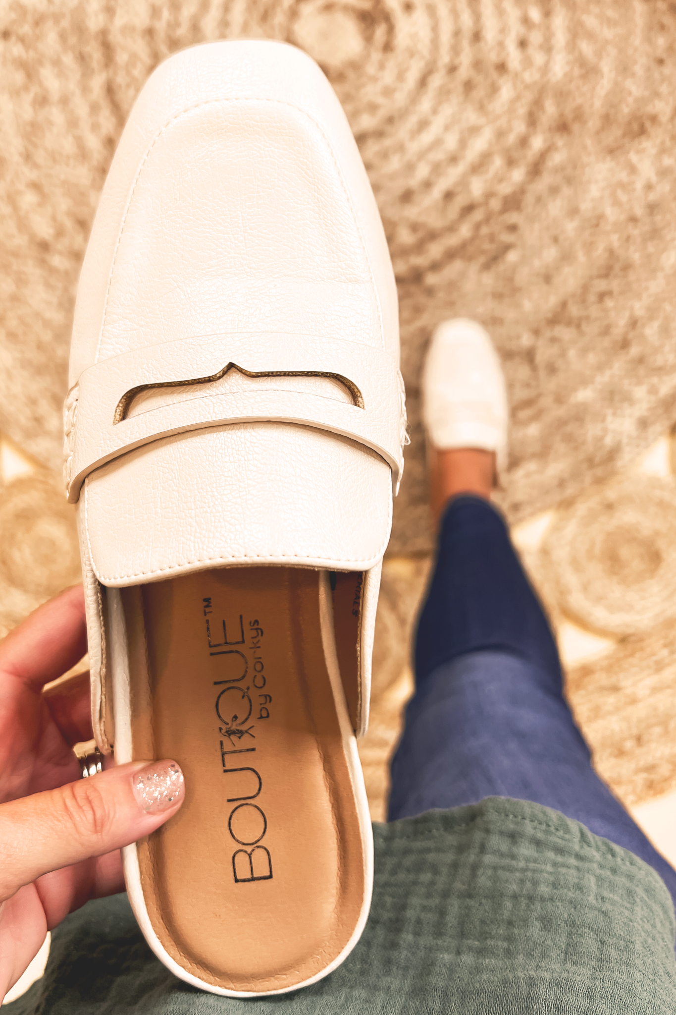 Fall Staple Leather Slip On Mule in Ivory by Corky's