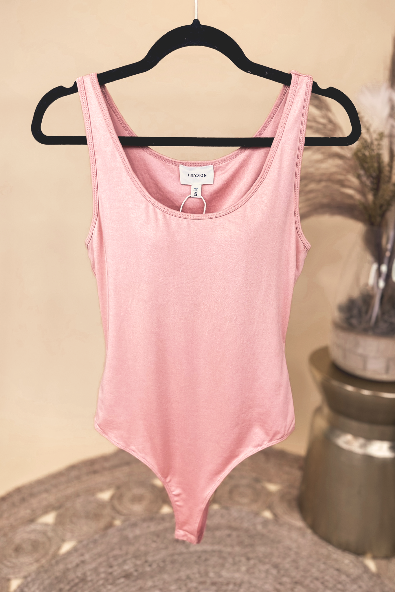 Padded Layering Tank Top Bodysuit in Apricot