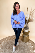 Load image into Gallery viewer, Periwinkle Batwing Double Pocketed Hooded Top