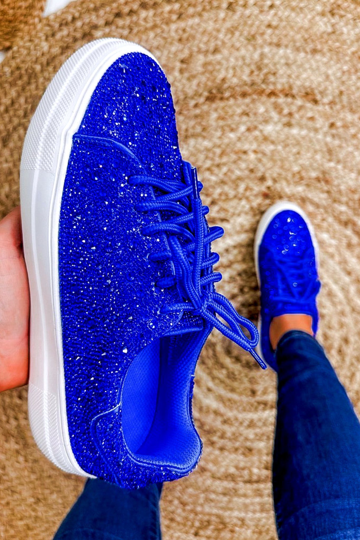 Bedazzle Rhinestone Sneaker in Blue by Corky's