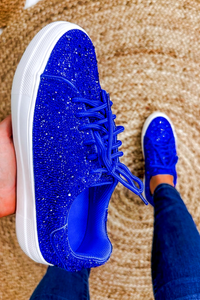 Bedazzle Rhinestone Sneaker in Blue by Corky's