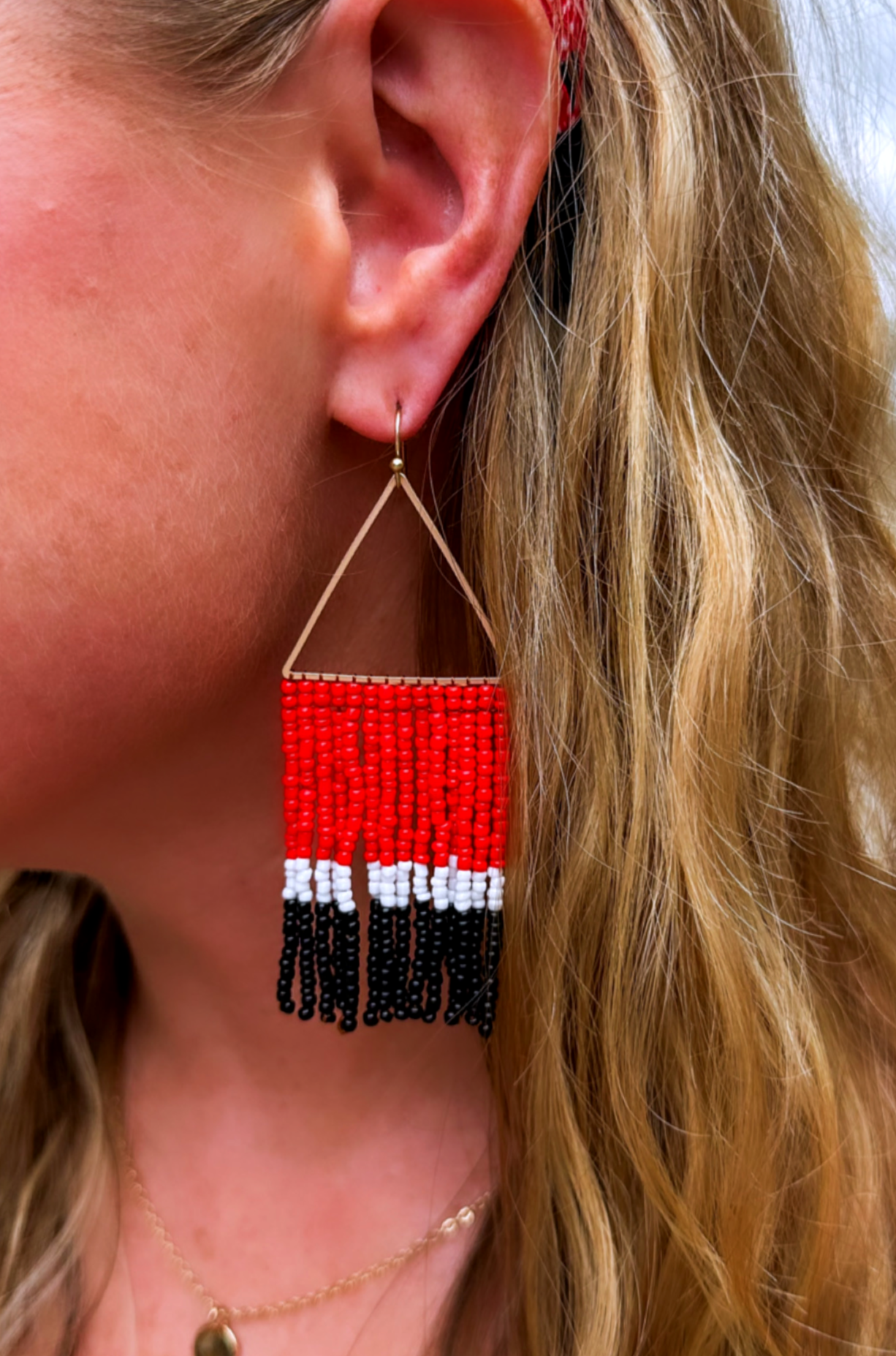 The Greer Red & Black Beaded Earrings