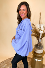 Load image into Gallery viewer, Periwinkle Batwing Double Pocketed Hooded Top