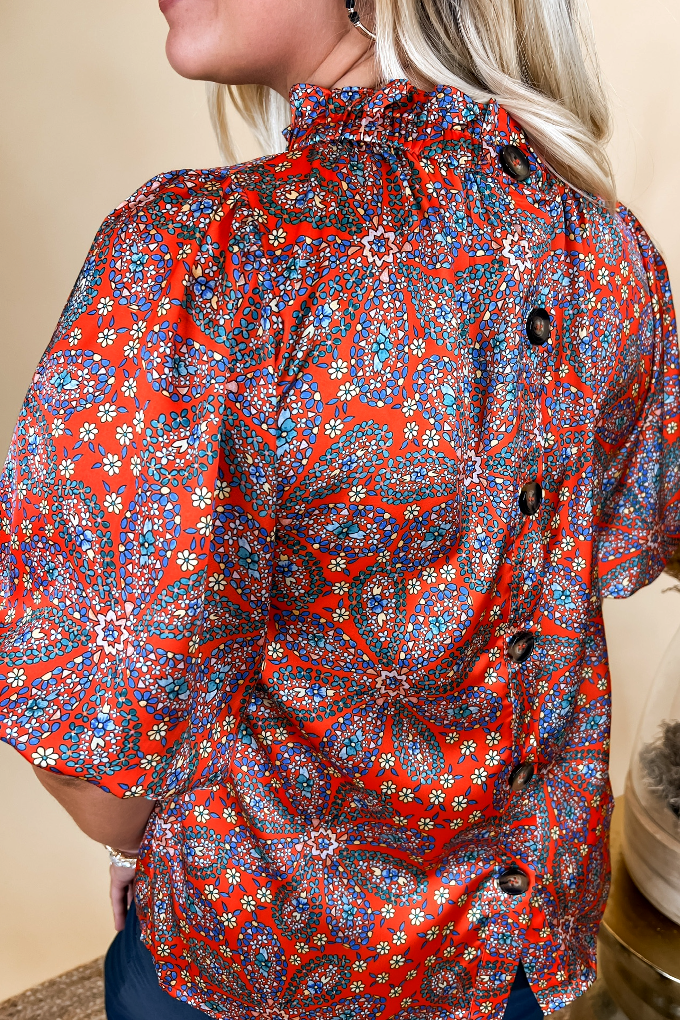 Orange Printed Blouse by THML