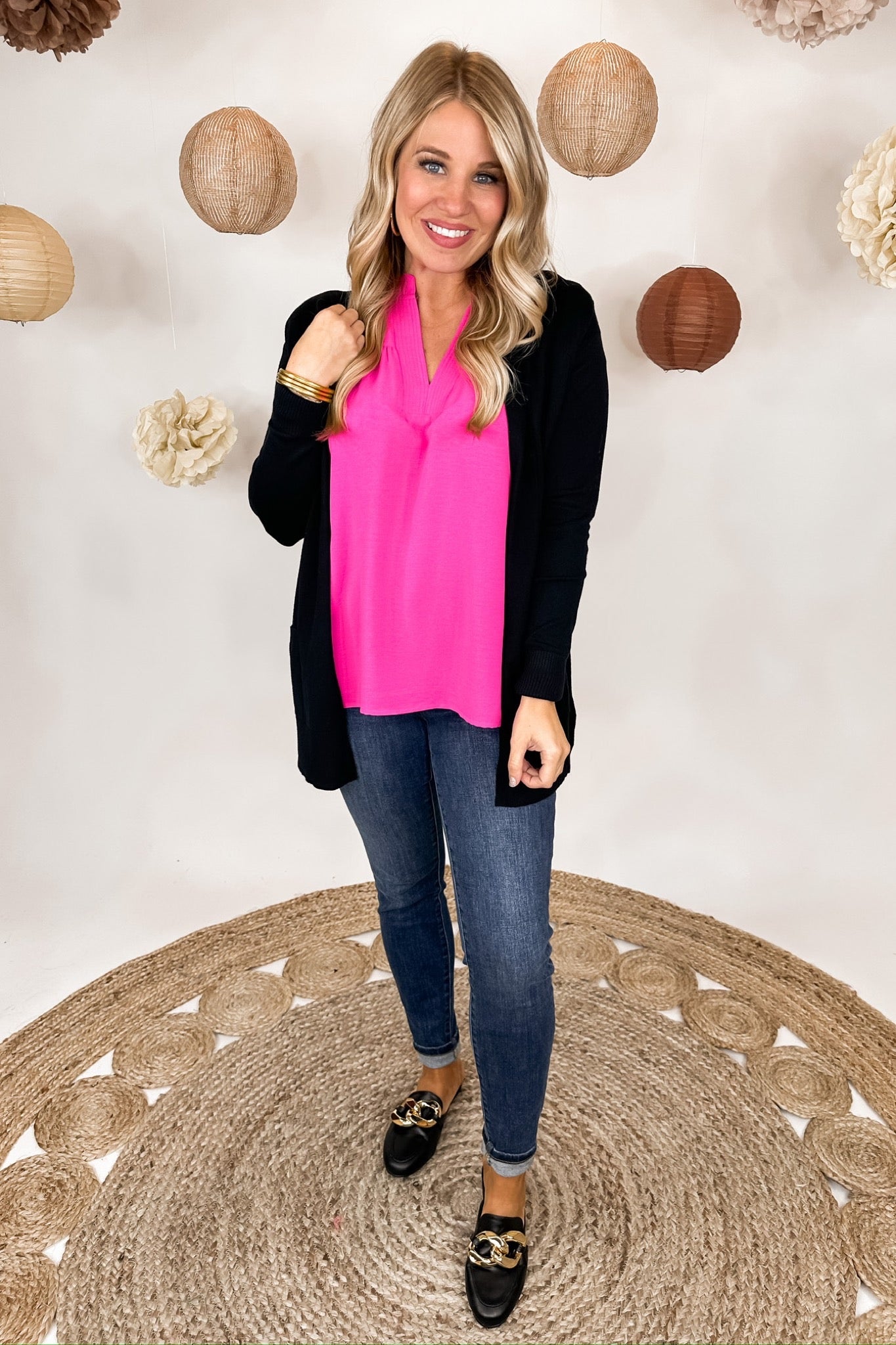 The Catherine Top in Hot Pink