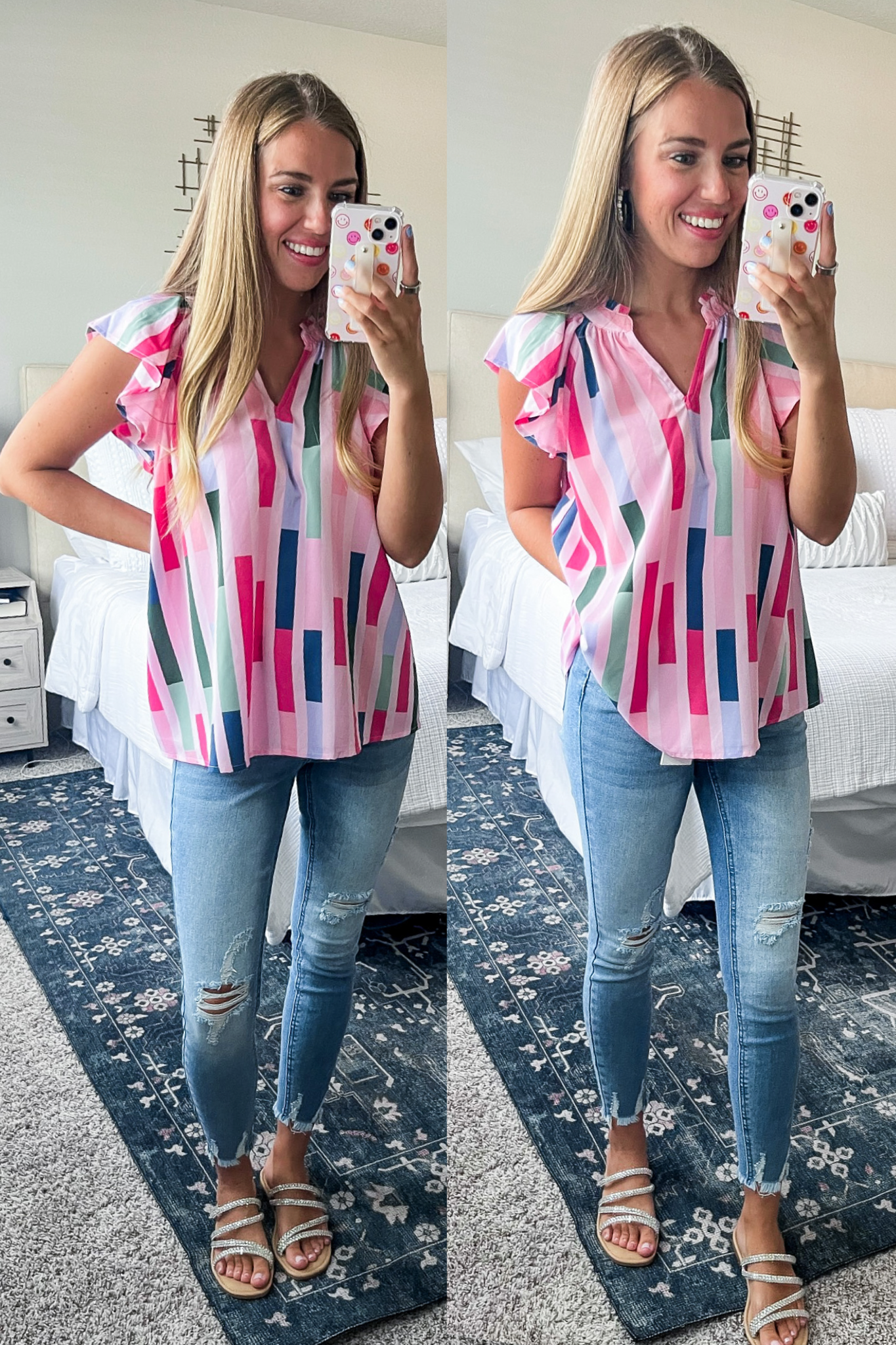 Multi Abstract Blocked Print Top