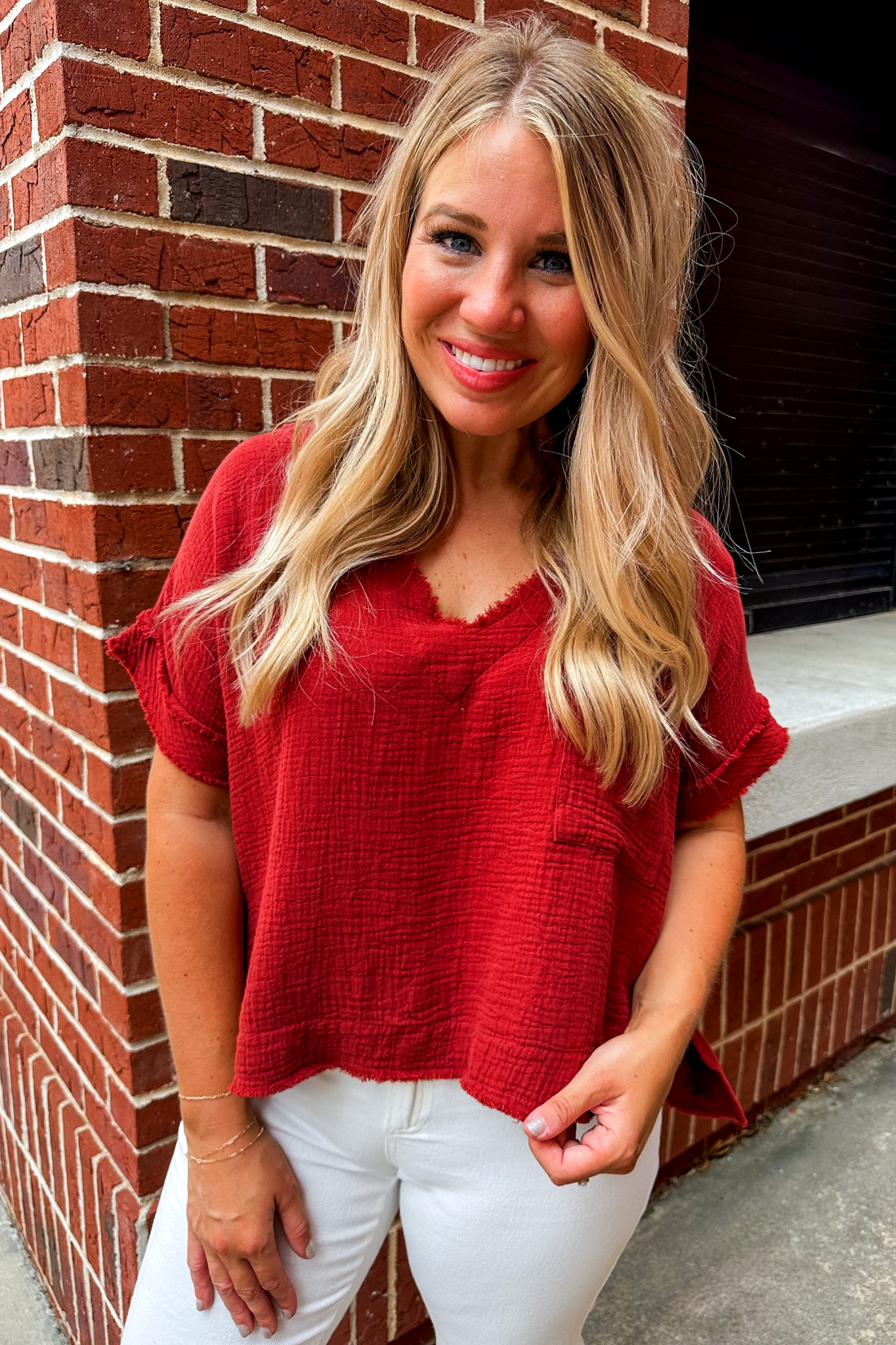 Game Day Ready Cropped V Neck Top