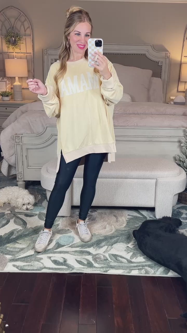 Oversized Exposed Seam Mama Cream Sweatshirt