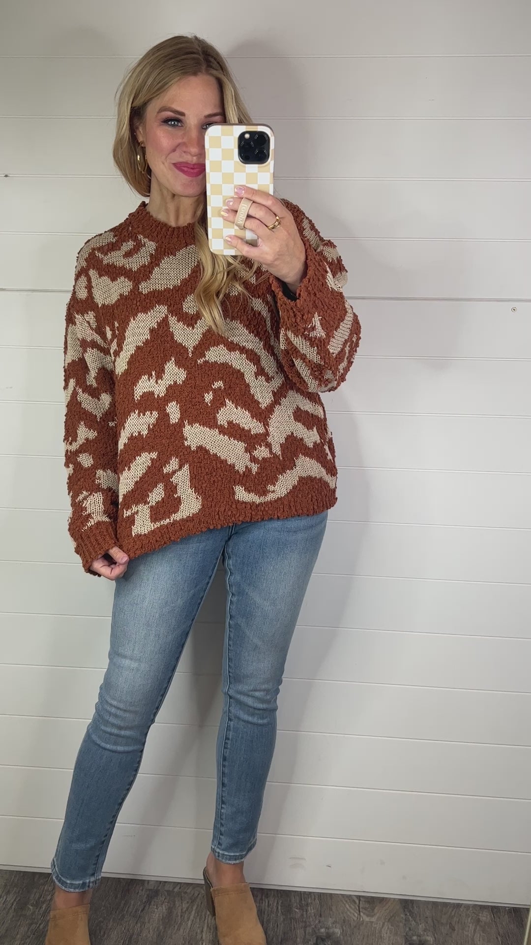 Popcorn Animal Print Toffee Sweater