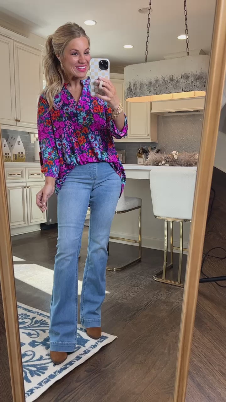 The Lizzy Top in Orchid Bold Floral