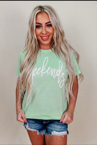 Weekends Graphic Tee in Mint