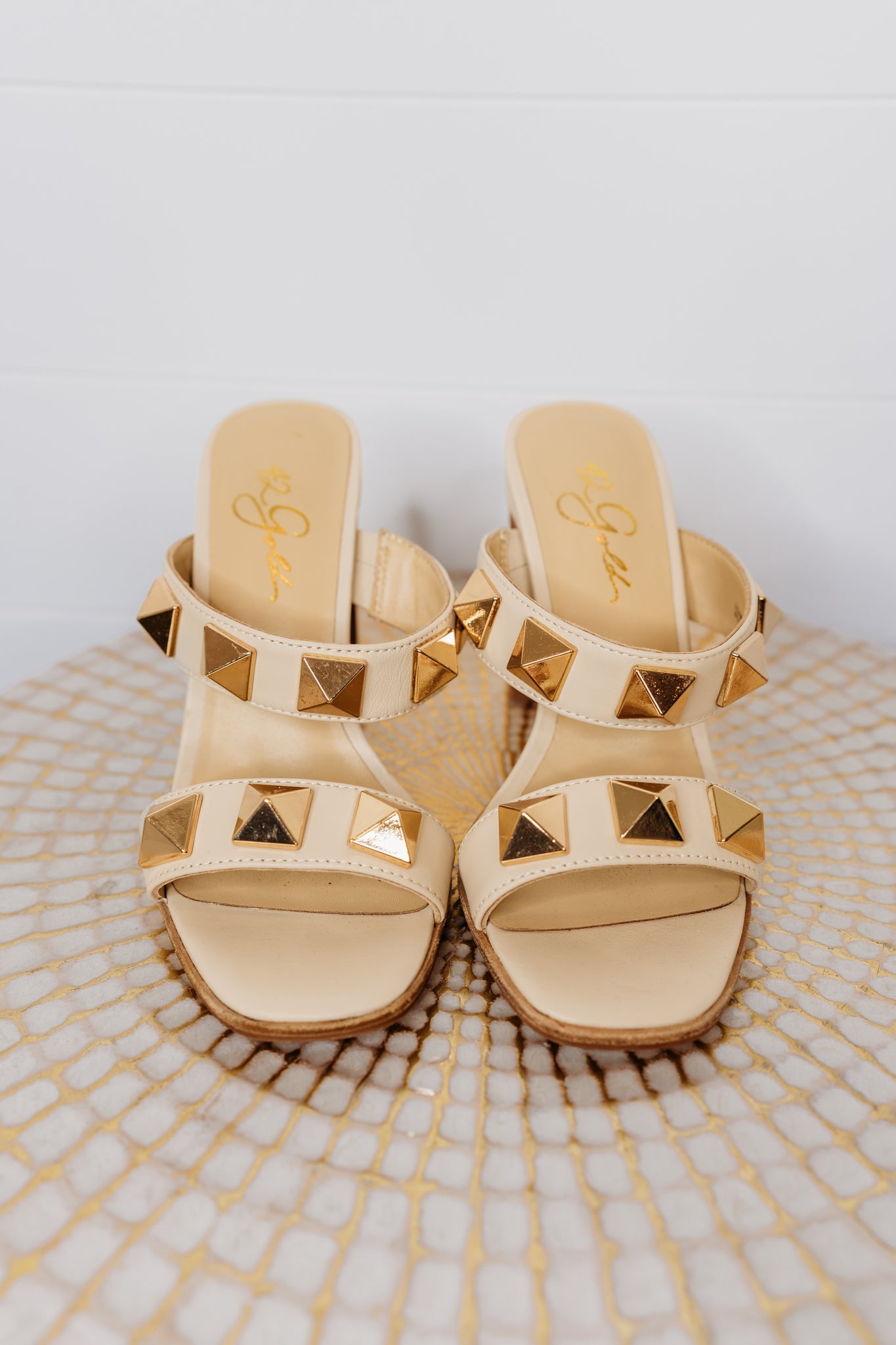 The Lara Studded Heel in Cream by 42Gold