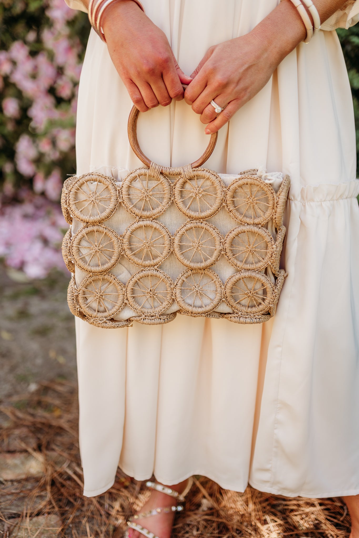 The Paige Wood Handle Woven Purse