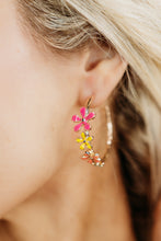 Load image into Gallery viewer, Multicolored Flower Shaped Hoop Earring