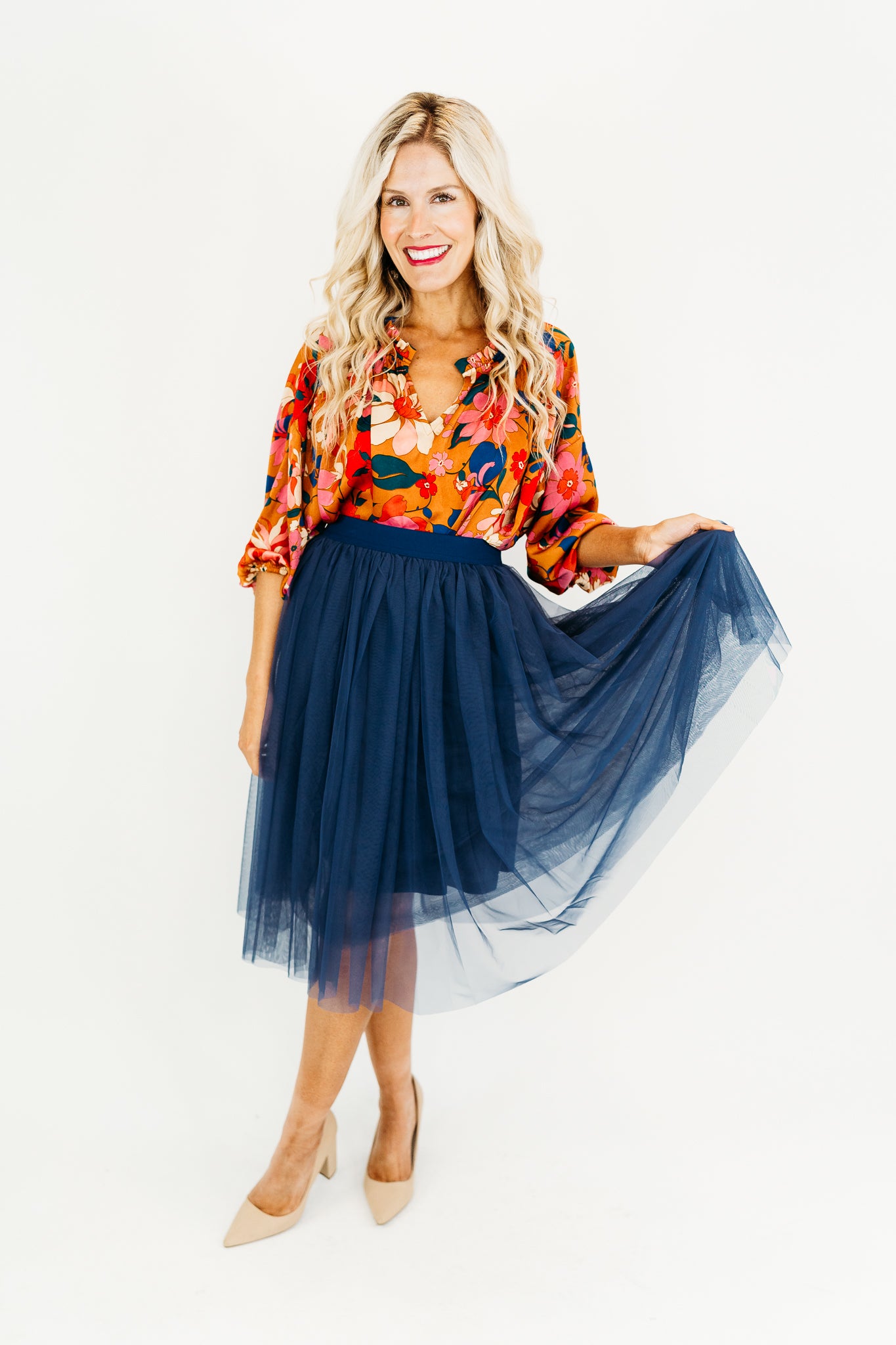 Fashionably Late Tulle Skirt in Navy