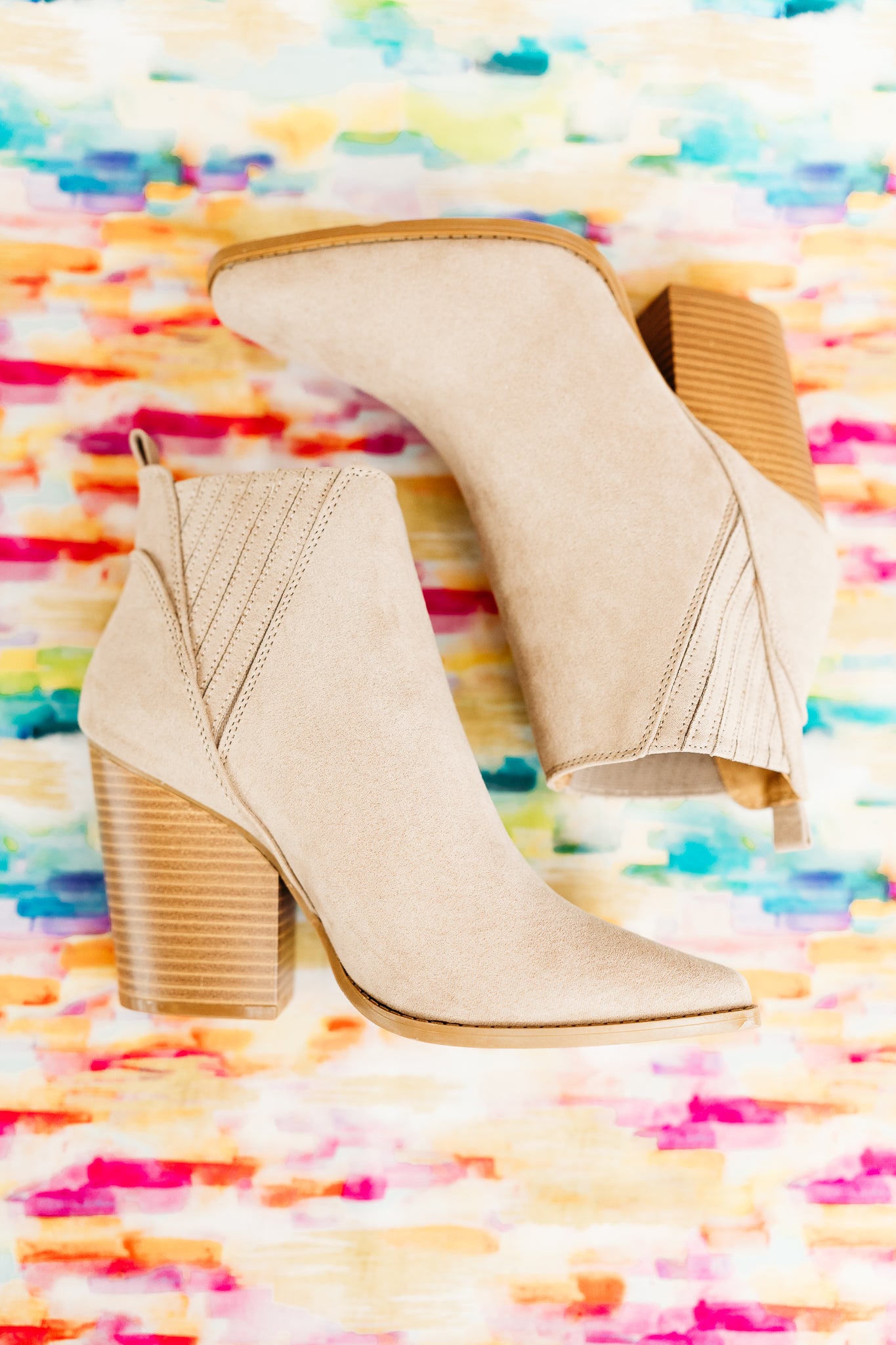Carried Away Suede Bootie in Taupe