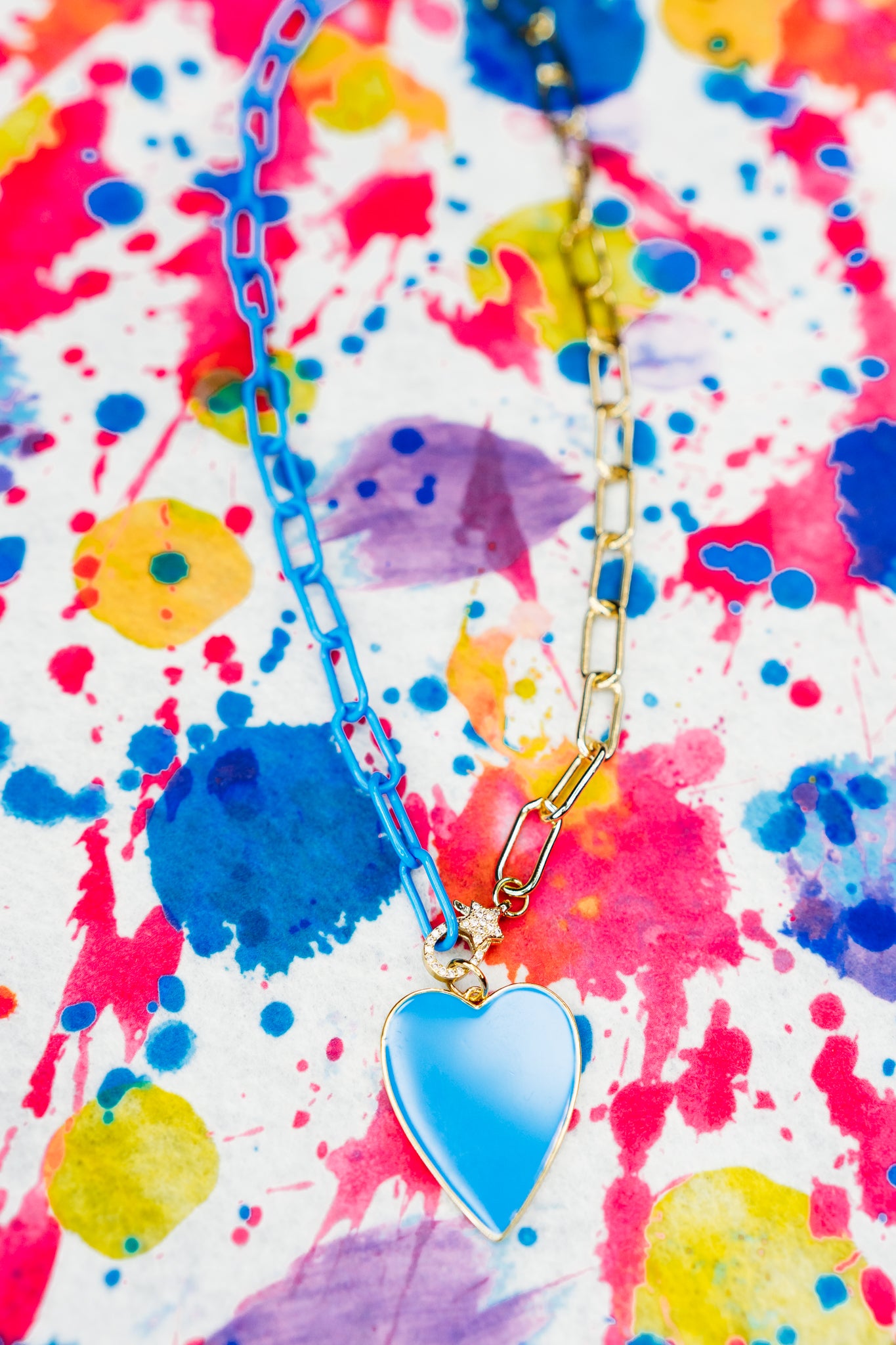 Blue Heart Chain Necklace by Treasure Jewels