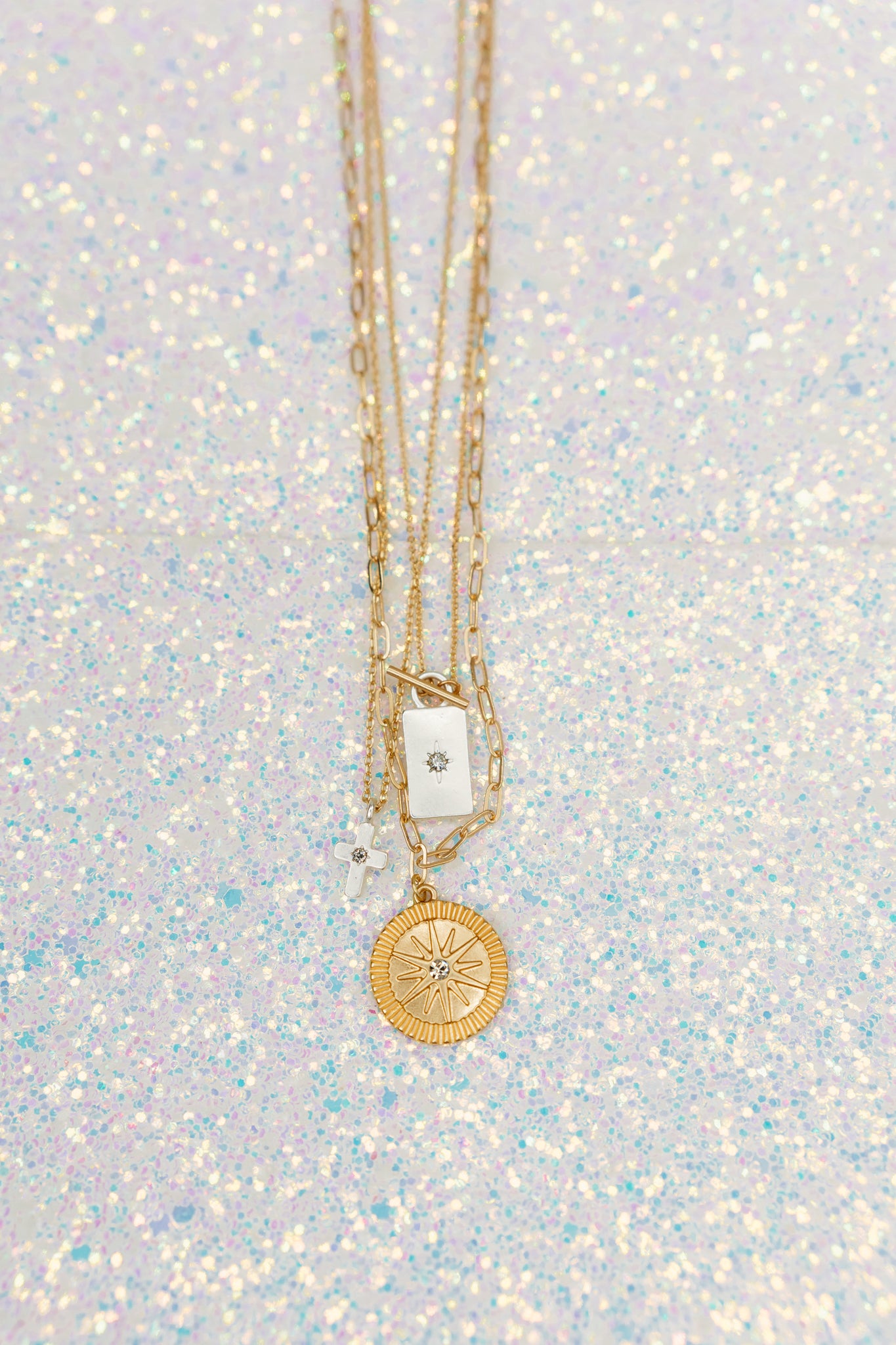 Layered Textured Disk Necklace
