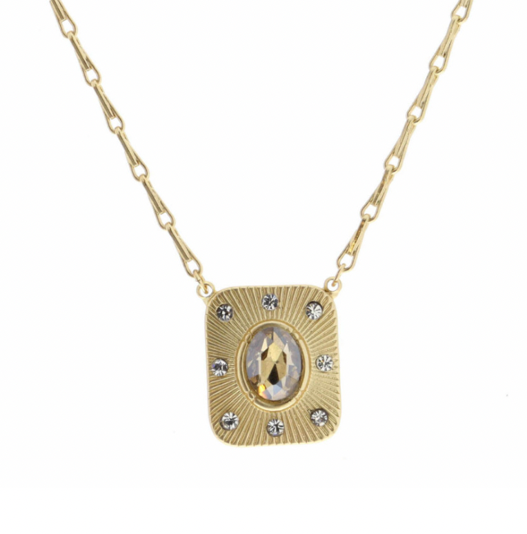 Champagne Square Crystal Necklace