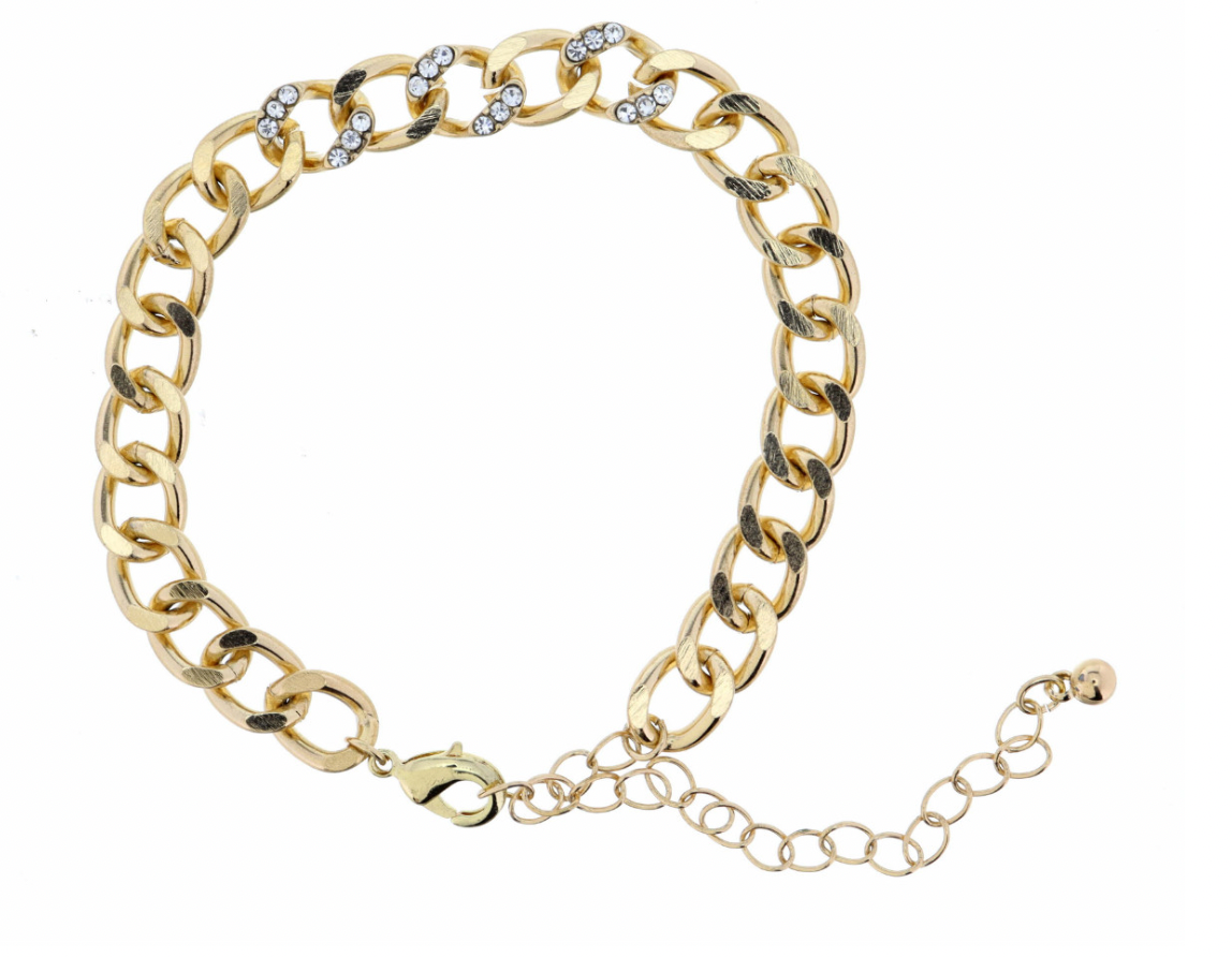 Every Other Link Embellished Crystal Bracelet