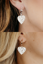 Load image into Gallery viewer, White Heart Huggie Metal Earring
