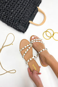 Grab Your Attention Studded Sandal in White