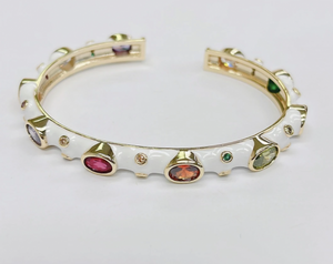 Rainbow White Bangle Bracelet by Treasure Jewels
